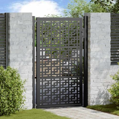 Cancello da Giardino in Acciaio, Design a Croce con Serratura, Cancello per Recinzione, Portoncino Ingresso Esterno, per Giardino e Vialetto, Colore Nero, 105x155 cm