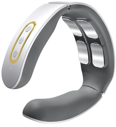 Dispositivo per massaggio al collo con calore, strumento per massaggi per adulti, uomini, donne, Natale, compleanno, mamma, papà, moglie, marito, in acciaio inox ABS con 6 modalità, ricaricabile senza