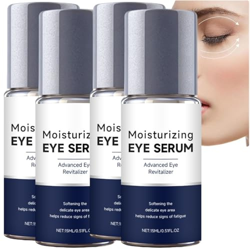 Återfuktande och upplysande ögonserum med hyaluronsyra, anti-aging ögonbehandling, anti-rynk ögonkräm för mörka ringar, påsar och svullnad, minskar fina linjer. (4 st)