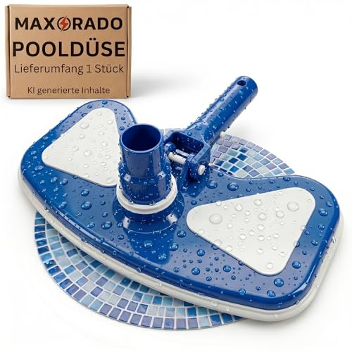 Maxorado Deluxe poolgolvmunstycke handrenare eller för teleskopstång golvdammsugare med slanganslutning Ø 32/38 mm och nylonborste poolborste poolsugare golvborste