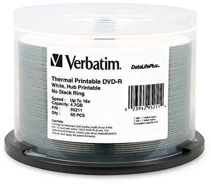 Verbatim DataLifePlus 16x DVD-R Media 4.7GB DVD-R 50pcs DVD+RW virgin 4,7 GB (4,7 GB, DVD-R, 50 pezzo(i), Scatola per torta)