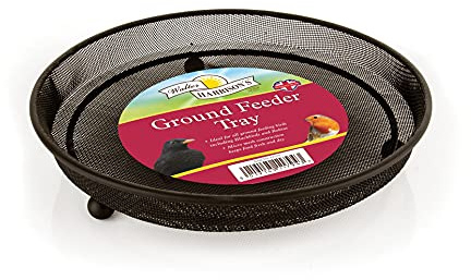 Walter Harrison's Bird Feeding Station Heavy Duty Metal Ground Wild Garden Bird Feeder Black Mesh Feeding Tray - 22 cm