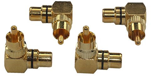 KK-04 [4 Pack] 4pcs Total, Hi-end RCA Right Angle Adapter - 90° Female to Male, Gold-Plated Connector KK-04