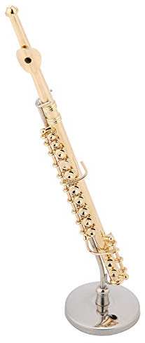Tromba Miniatura Placcata Oro con Supporto, Modello Decorativo in Ottone, 15x3.2x3.2cm, Ornamento Musicale da Collezione