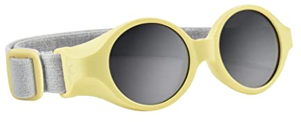 Béaba, Lunettes de soleil pour bébé 0-9 mois, Protection 100% UV - CAT 4, Protection Latérale, Confort Optimal, Bandeau élastique ajustable, Jaune pastel