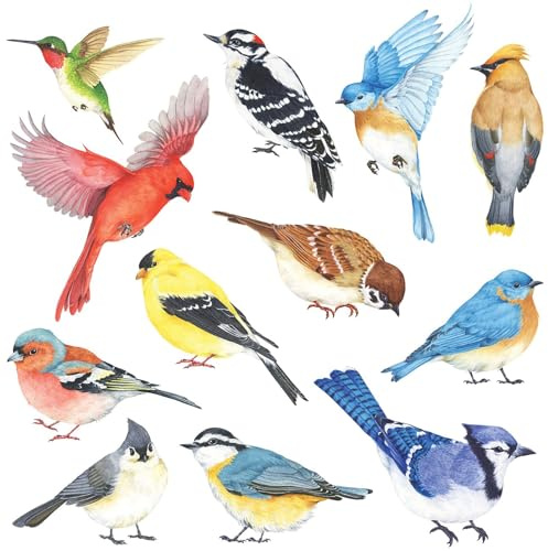 DECOWALL DS2-8042 Little Birds Wall Art Stickers Colourful Flying Birds Wall Decals Removable Garden Decorations Poster Bedroom Kitchen Living Room (Small)