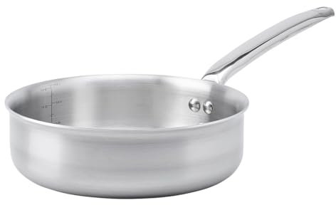 De Buyer - Sauteuse à bords droits en inox 3 couches ALCHIMY - 24 cm - Fabriquée en France, Sans PFAS, Maîtrise de la Cuisson, Inox 18/10, Tous Feux + Four, Finition Poli Brossé