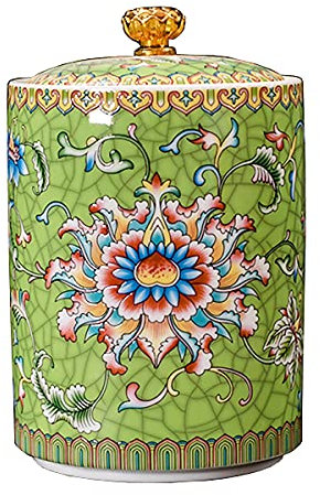 Bicuzat Enamel Ceramic Tea Caddy Tea Canister Tea Storage Container Tins Jar with Airtight Lid Water-proof Tank for Tea, Coffee, Herb, Sugar, Spice, Nuts