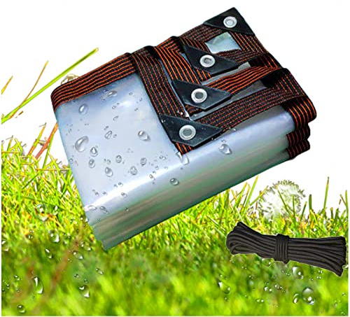 FWTXZTER Telo Impermeabile per Esterno, 3x4M Telone Trasparente in PE Impermeabile da con Occhielli, Robusto Copertura Teloni per Giardino Gazebo Pavilion Terrazza