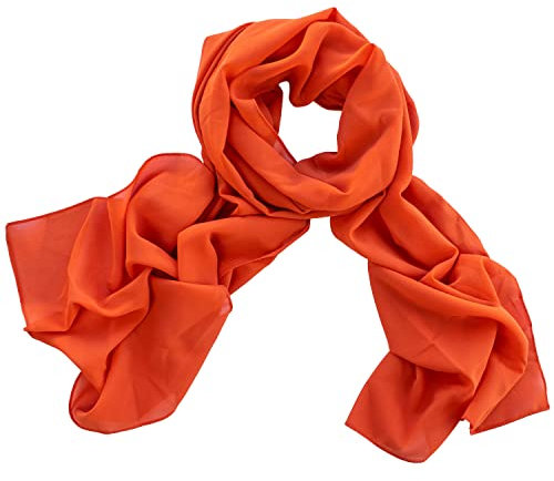 Dolce Abbraccio Damen Schal Stola Halstuch Tuch aus Chiffon für Frühling Sommer Ganzjährig Terracotta Orange, ca 160 x 50, 1510613