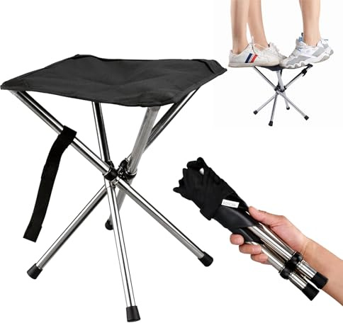 JVZI® Ultra-Light Camping Stool - 1-Second Quick Setup, Adjustable Height & Foldable Design, 275lbs Capacity for Camping, Fishing, Hiking & Outdoor Activities (1)