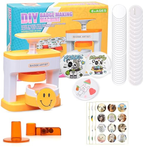 Rntfunre Button Maker Badge Machine 55mm (2.16Zoll) Drücken Sie den DIY Button Press Machine Neueste Pin Badge Making Kit mit 48 Kunststoff-Button-Teilen & Kreisschneidern für Party und Geschenke