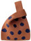 ANIMQUE Damen Häkeln Tragetasche Gestrickt Ärmel Knoten Tasche Geschenk Tasche Kleine Niedliche Tragbare Geldbörse Tote mit Polka-Dot-Muster, Braun Navy