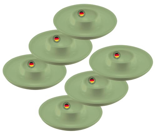 Westmark 6 Coquetiers, ronds, 10 cm plus 6 Cuillères à oeufs 14,5cm, Plastique de haute qualité, Punto, vert menthe, 206222E8