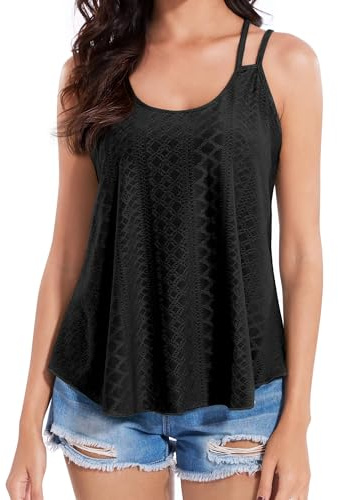 Becellen Elegant Débardeur Femme, Casual Ample Camisole Top Bretelles Spaghetti Haut sans Manche Fluide Tank Tops pour D'été
