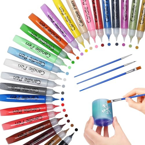 Hcunbsu Candle Painting Kit, 24 Colour Candle Pens, Candle Wax Pens for Candle Decoration, Candle Painting Pens, Candle Marker, Candle Decorating Pens for DIY Candle Making
