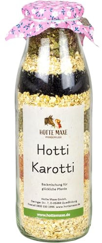 RL24 Hotte Maxe - Leckerli-Backmischung Hotti Karotti – zum frischen Zubereiten von Pferdeleckerlis – Keksmischung für Pferde – Pferdefutter ohne Zusatzstoffe – 1 x 500 ml Flasche