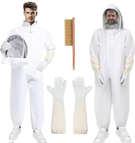 Imkeranzug Imkerei Anzug Ganzkörper Schutzanzug Schutzbekleidung mit Schleier, Kapuze, Handschuhe, Schutz Bienen-Outfit für den Garten und Imkereibedarf(XXL)