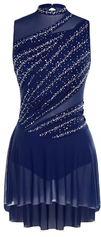 TiaoBug Vestidos De Baile De Patinaje Artístico para Mujer Maillot Sin Manga De Lentejuelas Body De Danza Gimnasia Rítmica