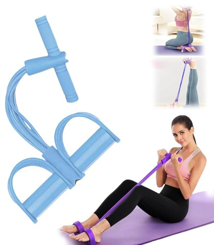 Bande de Résistance Musculation 6 Tubes avec Pédale – Élastique Sport Maison Fitness, Extenseur Élastique avec Poignées Antidérapantes pour Abdominaux et Entraînement Complet (Bleu, 6 Tubes)