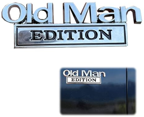 Old Man Edition Emblems,Old Man Edition Car Badge,3D Emblem Sticker Badge,3D Personalised Car Stickers,Old Man Edition C/ar Decals and Stickers,Easy Peel and Installation Cars Stickers,Silver Black
