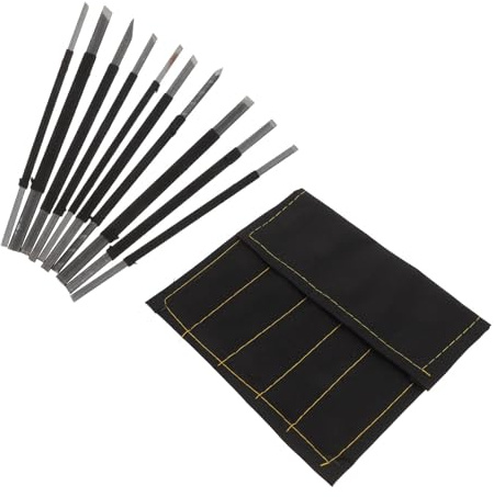 Set Scalpelli Incisione Pietra Legno, Acciaio al Carbonio, 10 Pezzi