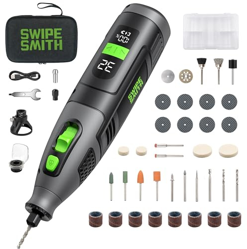 Multifunktionswerkzeug Akku, 12V 2.5Ah Multitool mit LCD Display, 8000-32000 U/min Rotationswerkzeug mit 40 Zubehörteilen, Variable Speed für Holzbearbeitung, Metall Schleifen, Gravieren & DIY