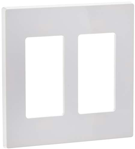 Leviton 2-Gang Decora Plus Screwless Wall Plate, 80309-SW, White