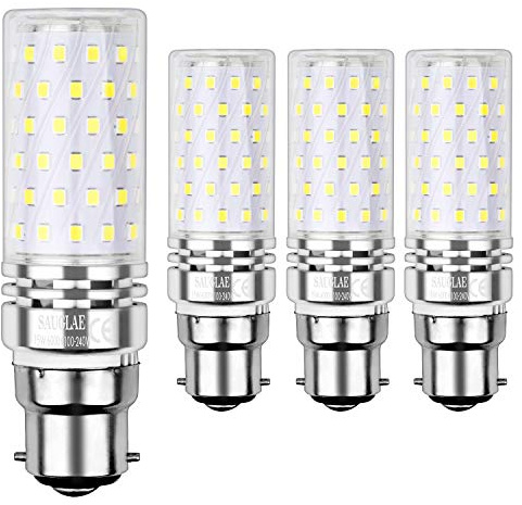 SAUGLAE B22 Bombilla de Maíz LED 15W, 6000K Blanco Frío, 120W Incandescente Bombillas Equivalentes, 1700Lm, Bayoneta Cap Bombillas LED, 4-Pack