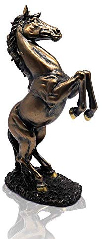 Lependor 12 inch Standing Horse Resin Statue for Home Decor Animal Ornament Sculpture Art Figurine Decorative - Bronze