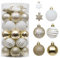 Valery Madelyn Weihnachtskugeln 35tlg. 5cm Plastik Christbaumkugeln Set, Weihnachtsbaumschmuck Dekoration Christbaumschmuck für Haus Dekoration Elegant Thema Weiß Gold