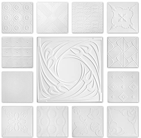 Hexim Styropor Deckenplatten - große Auswahl 50x50cm XPS Wand- und Deckenverkleidung 2 qm Platten Dekor formfest NR.95