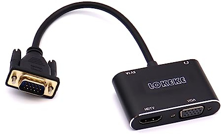 LOKEKE VGA to HDMI VGA, VGA to HDMI VGA Adapter with Audio Cable and USB Cable for Computer, Desktop, Laptop, PC, Monitor, Projector, HDTV