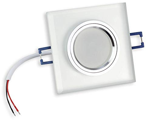 6x LED Einbaustrahler Set matt - eckig aus Glas 9 Watt kaltweiß 230V - GU10 Einbauleuchte 60mm Bohrloch Einbau-Spot Decken-Strahler Deckeneinbaustrahler Deckeneinbauleuchte Einbauleuchte