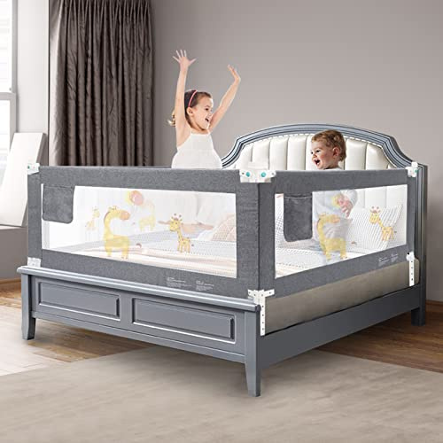 HILEYOLLA Barrera Seguridad Niños Cama 150cm, Barandilla Cama Niño con de Elevación Vertical Barrera Cama Anticaída (1 Lado)