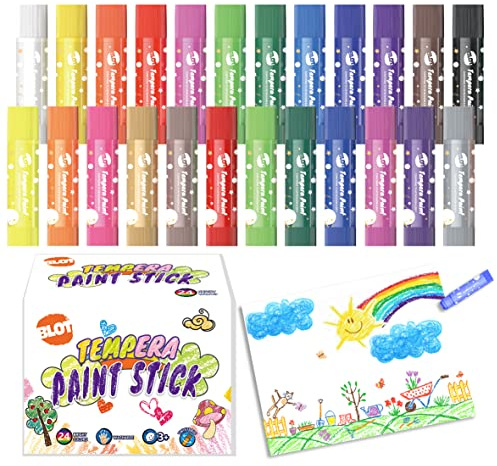 BLOT 24 Farben Wachsmalstifte für Kinder Wachsmalstifte Ungiftig Malstiften Sticks für Kinder Kleinkind Erwachsene Papier Holz Glas Keramik