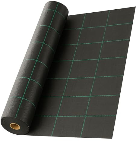 Rete Telo Pacciamatura Spessore 100 g/mq Orto Anti Erbacce Verde e Nero Senza Fori Non si Sfilaccia Giardino Pacciamante Anti-UV Permeabile all'Acqua Polietilene Rotolo Cartone (1x10 metri)