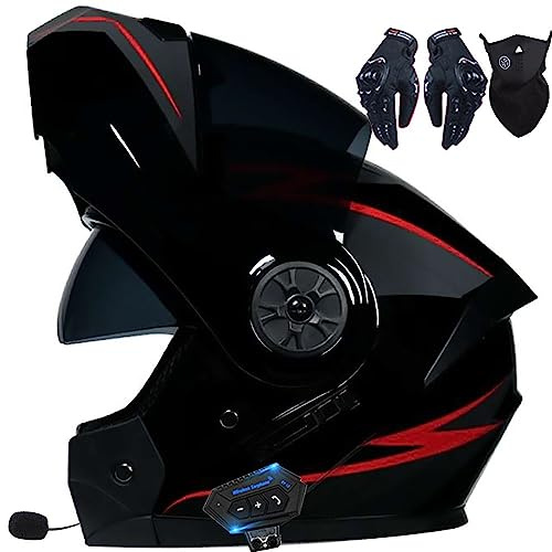 Casque Moto Modulable Homologué ECE Homme Et Femme Bluetooth Flip Up Casque Moto avec Double Visière pour Anti-Collision Casque Scooter Casque Integral Modulable pour Locomotive