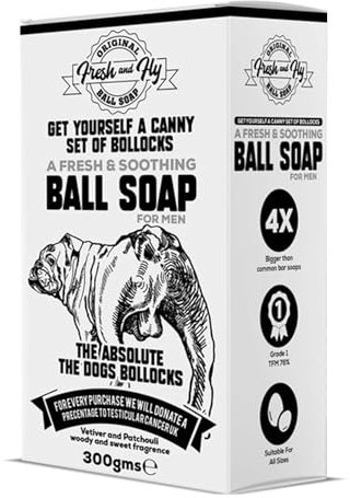 Fresh and Fly Ball Soap for Men – Gentle and Cleansing Natural Soap Bar- Infused with Tea Tree Oil, Coconut Oil, Shea Butter - Moisturizing Ball Wash for Men