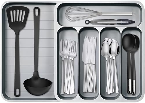 ZLPBAO Portaposate da Cassetto, Grande Vassoio portaposate espandibile per cassetti, portautensili mestoli da Cucina, organizer cassetti cucina, Utensili da Cucina e Accessori da Cucina