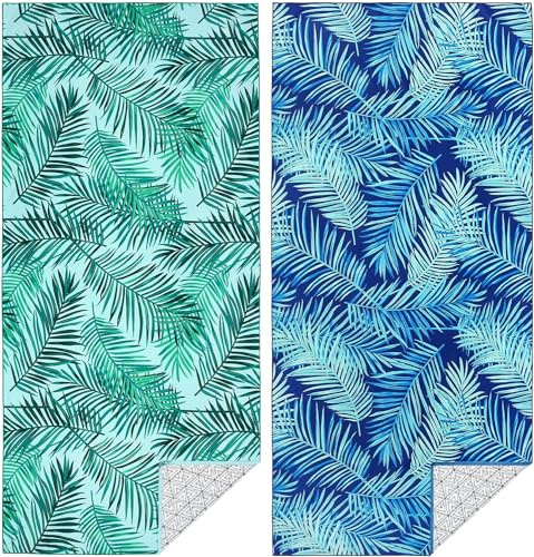Woplagyreat Toalla Playa Grande Microfibra Toallas Grandes Accesorios Hombre Piscina Beach Towel XXL Praia 180 * 80cm Articulos Hoja Verde/Hoja Azul