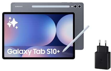 Samsung Galaxy Tab S10+ 512GB + Cargador - Tablet IA, Tableta Android 5G, 12GB RAM, Pantalla AMOLED, Antirreflejos, S Pen Incluido, Gris (Versión Española)