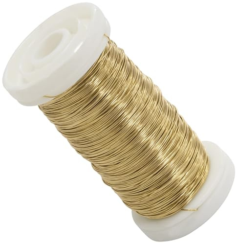 AERZETIX - C74408 - Bobine Fil de Fer de Fleuriste 0.3 mm x 120 m - en métal - Couleur doré