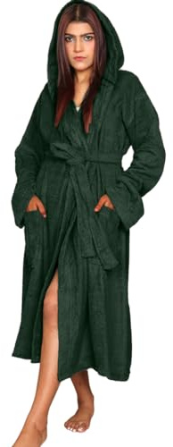 Dolce Vari DV 100% Egyptian Cotton Bathrobe Extra Absorbent Terry Toweling Luxury Dressing Gown With Big Pockets And Belt Soft Bathrobe (UK, Alpha, S, Regular, Regular, Emerald Green)