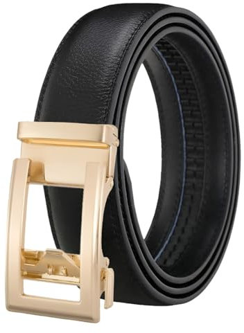 YEOVIBL Gürtel Damen, Belt Easy-Click Automatik Ledergürtel für Damen, Verstellbarer Taillengürtel mit Goldfarbener Schnalle, 3cm, Modischer Ledergürtel für Kleider, Hosen, Jeans (Schwarz, S)