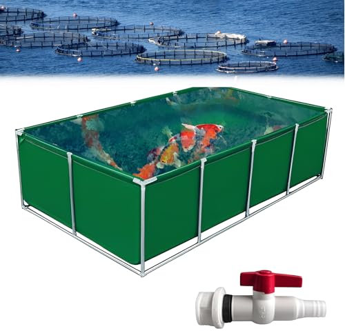 Poxvythb Étang Pisciculture Renforcé avec Étangs d'aquarium extérieurs pour Bassin à Poissons, Piscine - Bassin Extérieur Épais 1.2x1x0.5m - Vert