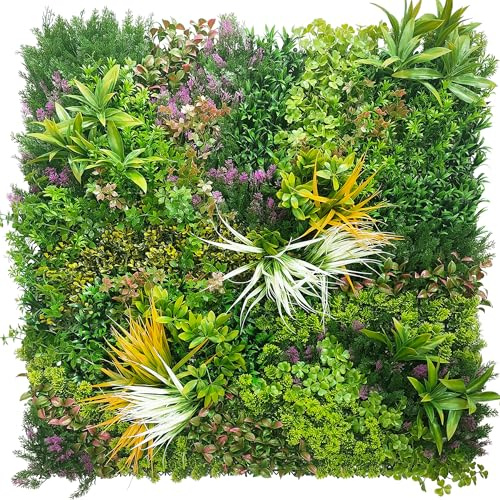 ODTORY Artificial Greenery Grass Wall Panels: 20''x 20'' 16P UV-Anti Faux Ivy Privacy Fence Screen Backdrop Boxwood Vine Leaf Hedges for Patio, Balcony, Garden, Backyard Green Decor