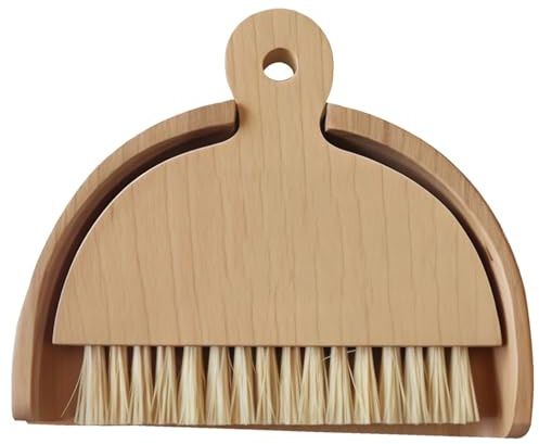Texvora Wooden Mini Dustpan And Brush, Compact Desk Sweeping Set, Beech Wood With Smooth Finish, Ideal For Kitchens, Offices, And Workshops