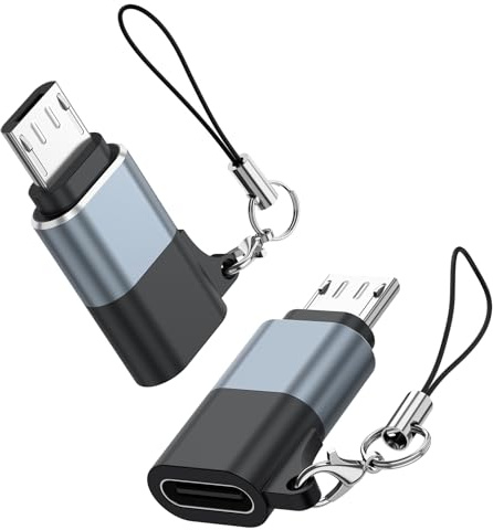 Oumida 【2 stycken adaptrar USB C till Micro USB, USB C-uttag till mikro-USB-kontakt mikro till typ C-adapter kompatibel med Samsung J6/J5/J4/J3/S7/S7 Edge/S6, Huawei Y7/Y6/P Smart/P8 Lite (grå)