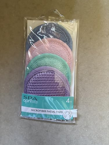 2-Pack SPA Microfiber Facial Pads, Multi-Color Pack with Gray Pink Mint Purple, Reusable Makeup Remover Rounds, 4 Count